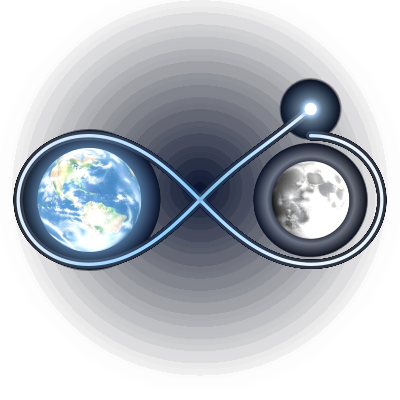 地球と月を無限大の軌道で結んだ Gravity Weaver Project のシンボル